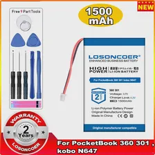 Литий-полимерный аккумулятор LOSONCOER 1500 мАч для PocketBook 360 PocketBook 301 PocketBook 301 plus pocketbook 601 kobo N647 (art.: 3920bd4c30d69)